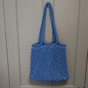Blue Woven Tote Bag